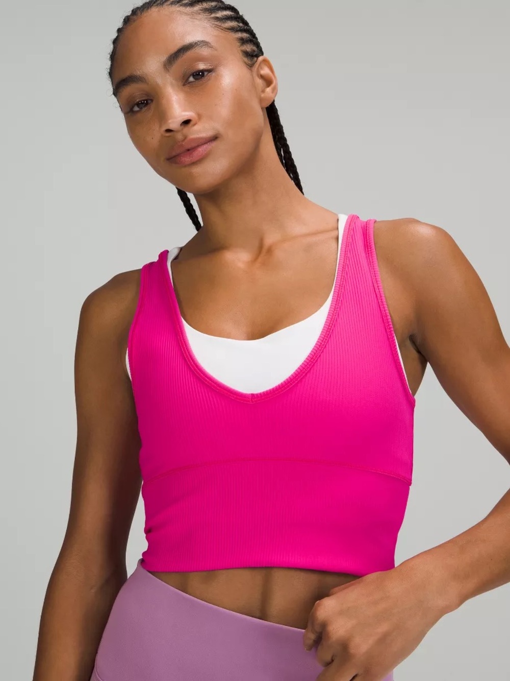 Lululemon Ribbed Power Pivot V-Neck Hot Pink  Tank Top